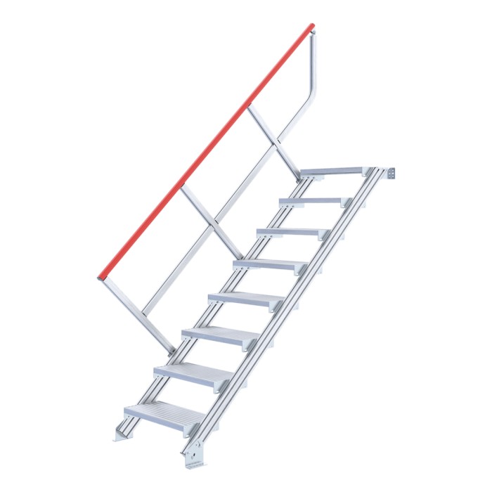 Treppe stationär ohne Podest, Treppenneigung 45°