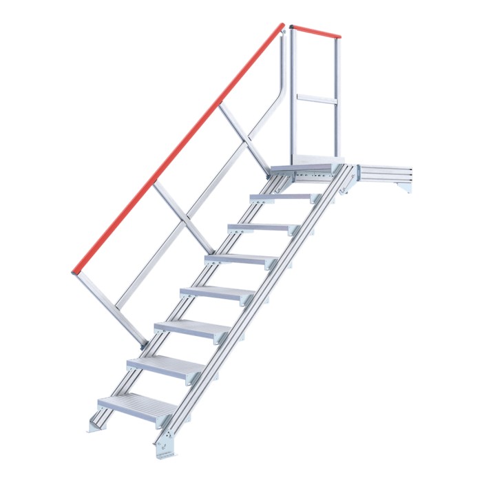 Treppe stationär mit Podest, Treppenneigung 45°